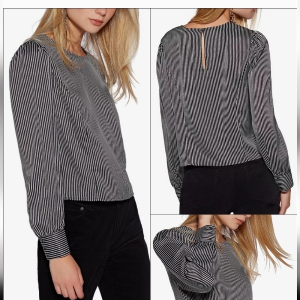 Avec Les Filles Black and White Striped Blouse